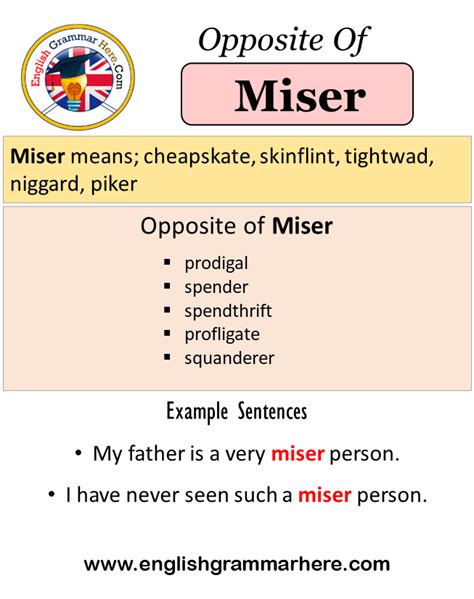 antonyms for miser